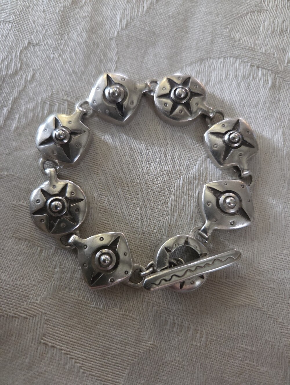 Lisa Jenks Oxidized Panel Link Toggle Bracelet, SS, 6.5 Inches